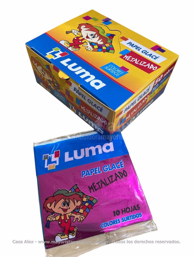 PAPEL GLACE METALIZADO X 10 HOJAS LUMA