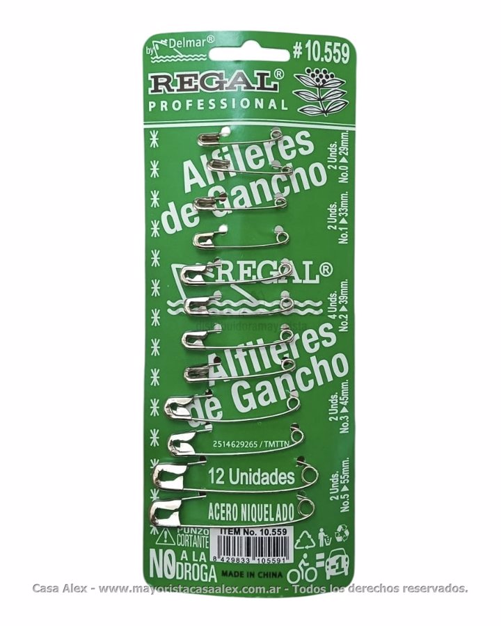 ALFILER DE GANCHO REGAL SURTIDO X 12