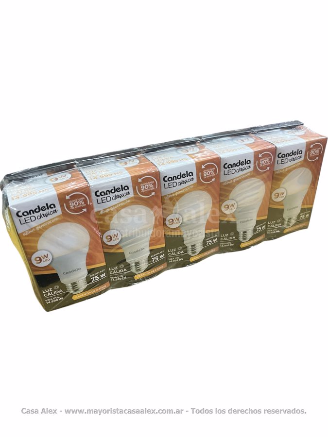 LAMPARA LED 9W  CANDELA  LUZ CALIDA
