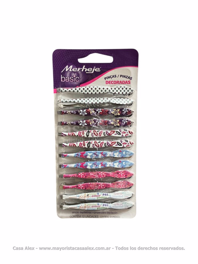 PINZA DEPILAR MERHEJE DECORADA CARTON X 12
