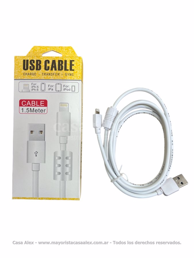 CABLE CARGADOR USB P/IPHONE  1.5 MT