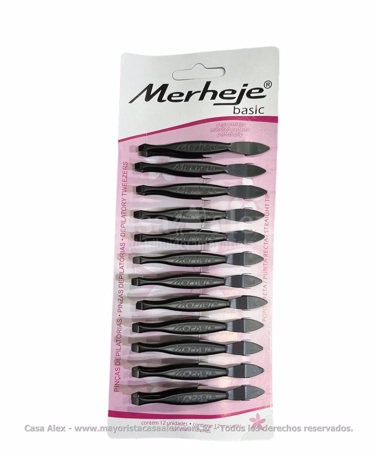 PINZA DEPILAR MERHEJE NEGRA CARTON X 12